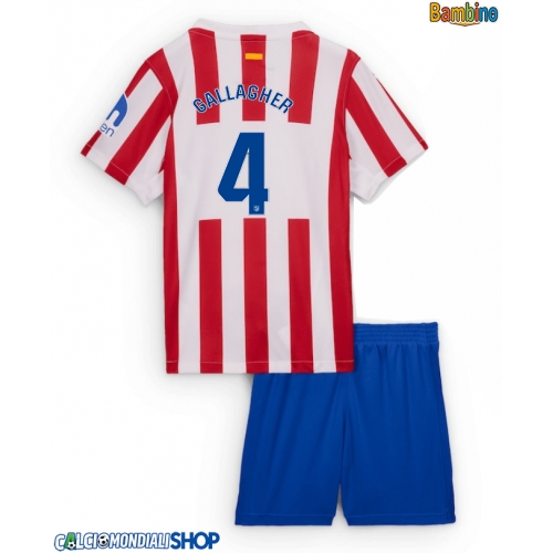 Maglie da calcio Atletico Madrid Conor Gallagher #4 Prima Maglia Bambino 2025-26 Manica Corta + Pantaloni corti)